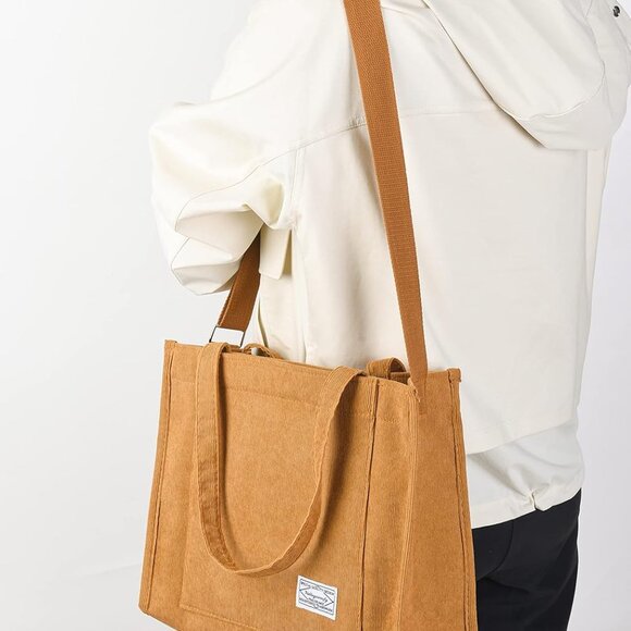 Tote Bag for Women Corduroy Crossbody Tote Bag Purse Women Travel Shoulder Bags - Picture 8 of 9
